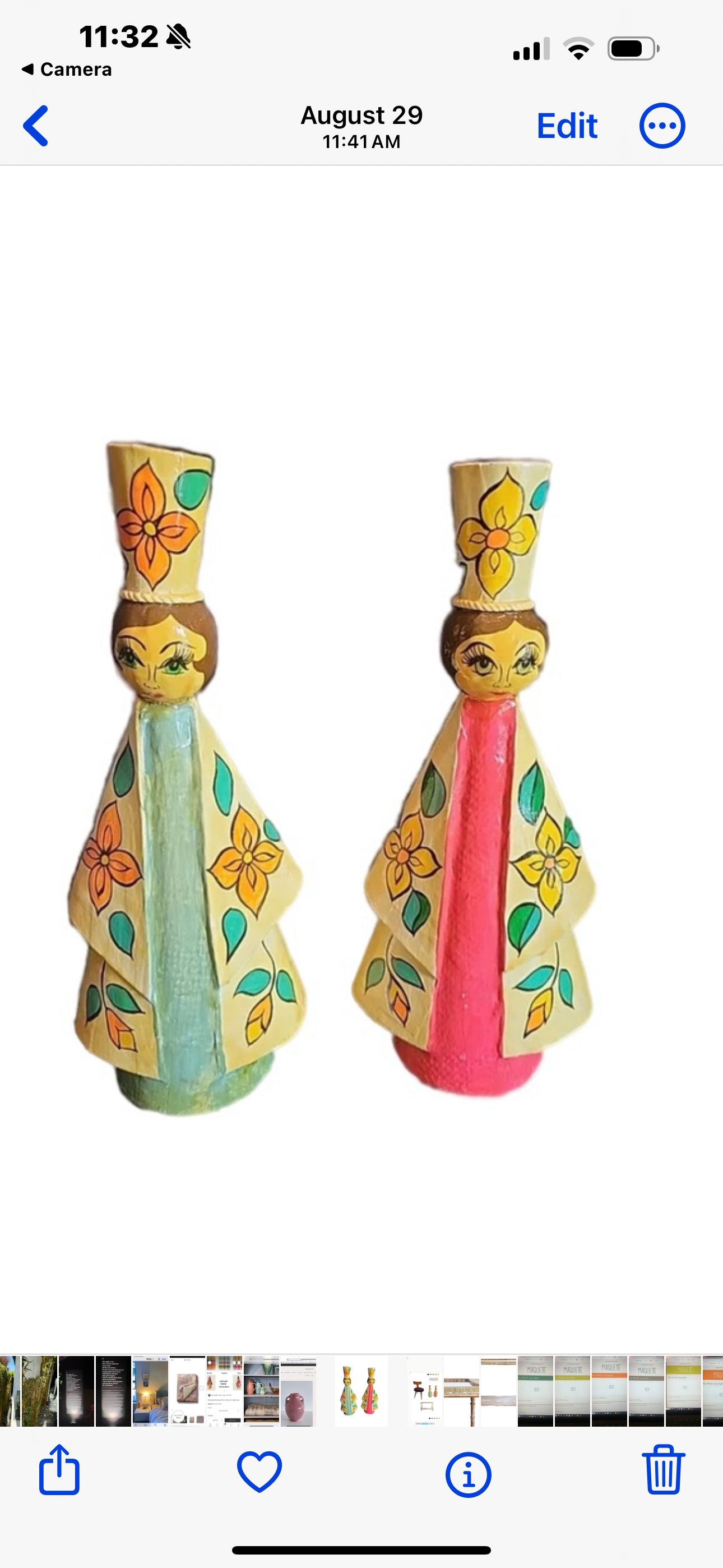 Pair of Mid Century Mexican paper mache folk art candle holders