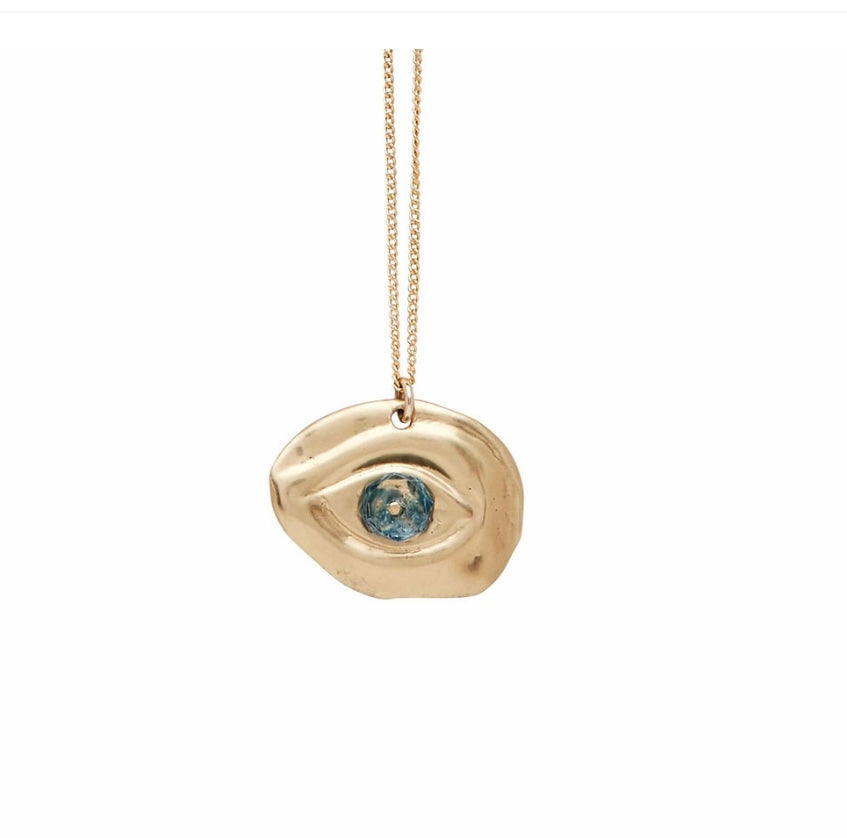 JULIE COHN illumination bronze blue topaz pendant necklace